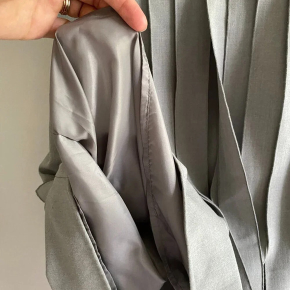 CALVIN Klein Gray Pleated Sleeveless Belted Fit & Flare Dress Size 12 - Picture 8 of 15